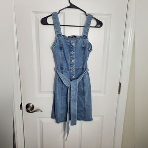 Peace Love Eco Denium Button and Tie Mini Dress